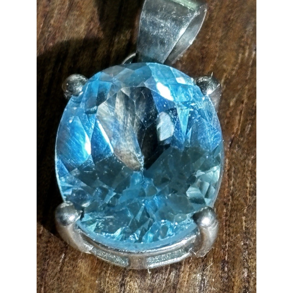 925 sterling silver blue topaz pendant - Picture 2 of 6